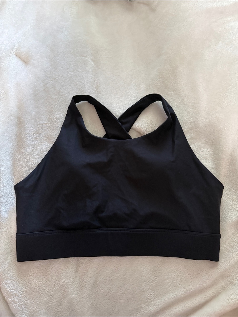 Fabletics Black Cross-Back High-Neck Sports Bra